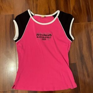 Fitted Pink and Black Short Sleeve Tee